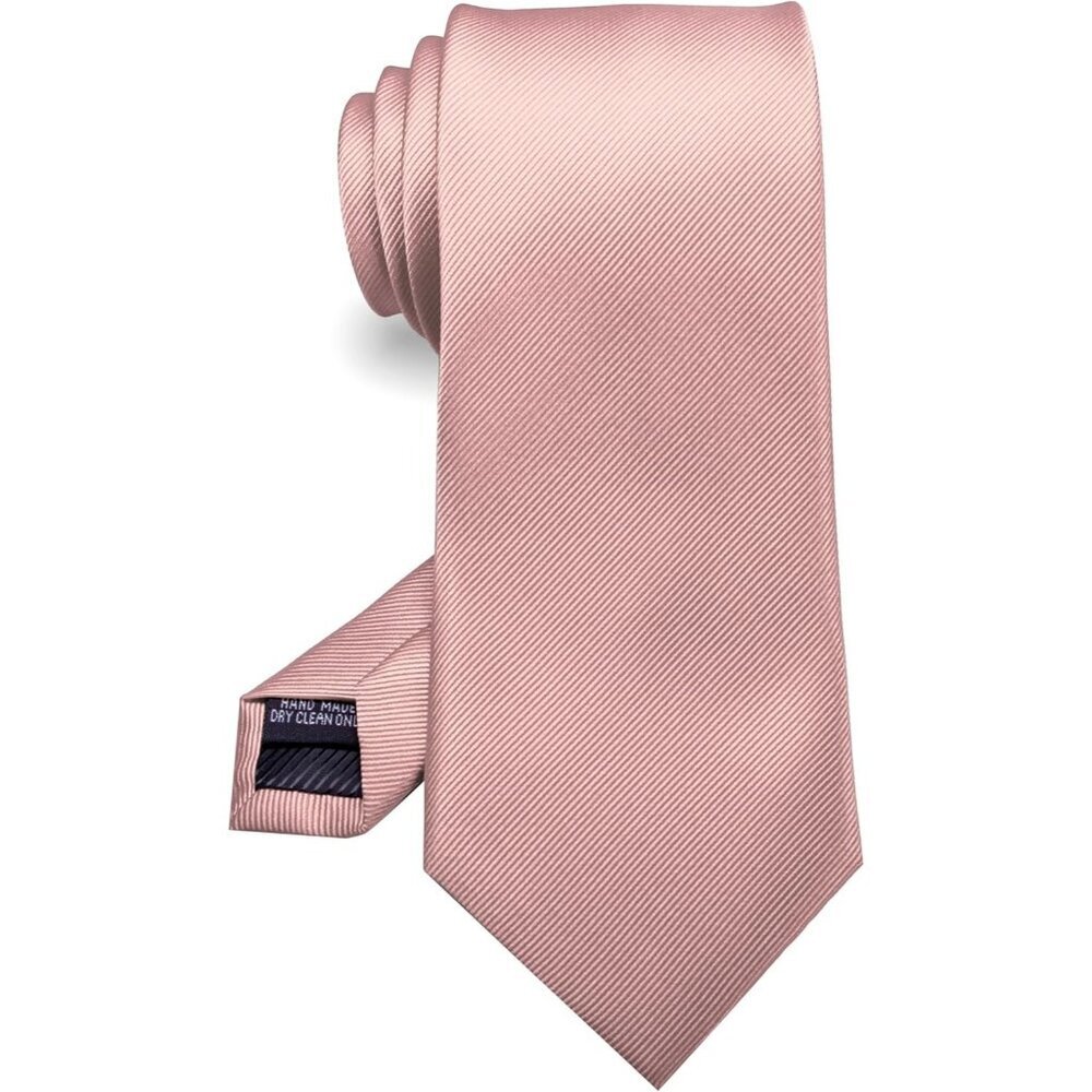 Men's Rose Gold Solid Pure Color Imported Silk Blend Formal Neck Ties